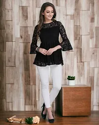 Stylish Net Solid Top for Women-thumb2