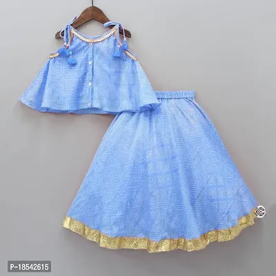 Alluring Blue Cotton Blend  Lehenga Cholis For Girls-thumb4