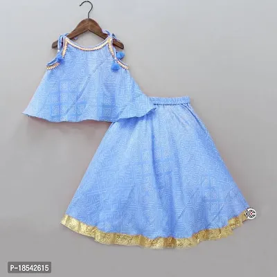 Alluring Blue Cotton Blend  Lehenga Cholis For Girls-thumb0