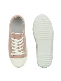 Stylish Peach Canvas Chunky Sneakers For Women-thumb3