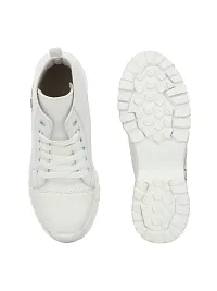 Stylish White Canvas Chunky Ankle Length Sneakers For Women-thumb4