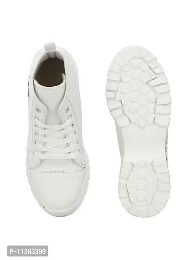 Stylish White Canvas Chunky Ankle Length Sneakers For Women-thumb5