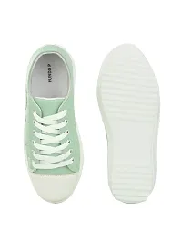Stylish Green Canvas Chunky Sneakers For Women-thumb3