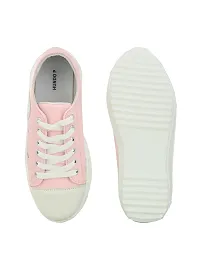 Stylish Pink Canvas Chunky Sneakers For Women-thumb3