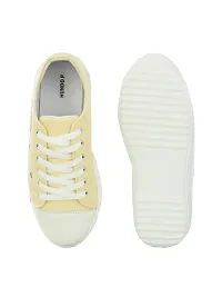Stylish Yellow Canvas Chunky Sneakers For Women-thumb3