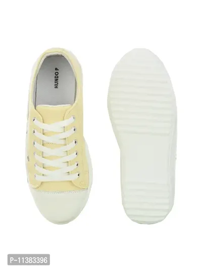 Stylish Yellow Canvas Chunky Sneakers For Women-thumb4