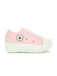 Stylish Pink Canvas Chunky Sneakers For Women-thumb1