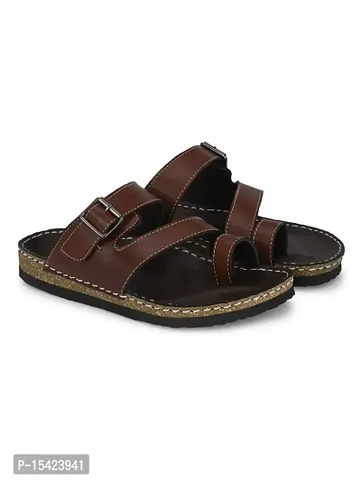 Stylish Brown Synthetic Solid Slipper For Men-thumb5