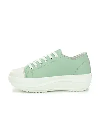 Stylish Green Canvas Chunky Sneakers For Women-thumb2