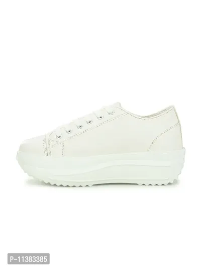 Stylish White Canvas Chunky Sneakers For Women-thumb3