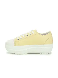 Stylish Yellow Canvas Chunky Sneakers For Women-thumb2