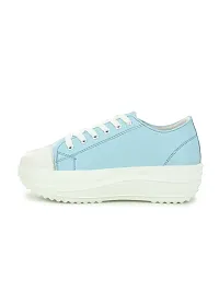 Stylish Blue Canvas Chunky Sneakers For Women-thumb2