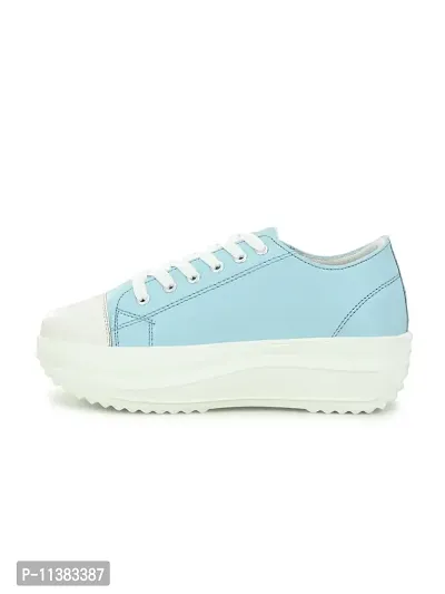 Stylish Blue Canvas Chunky Sneakers For Women-thumb3