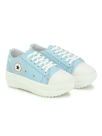 Stylish Blue Canvas Chunky Sneakers For Women-thumb4