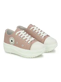 Stylish Peach Canvas Chunky Sneakers For Women-thumb4