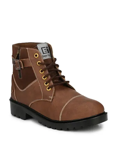 Stylish Brown Synthetic Boots For Men