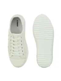 Stylish White Canvas Chunky Sneakers For Women-thumb3