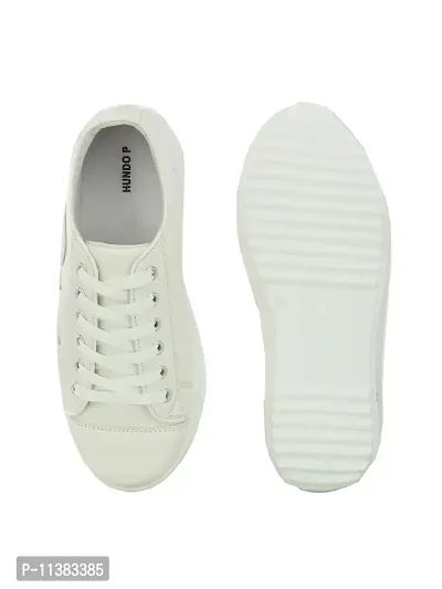 Stylish White Canvas Chunky Sneakers For Women-thumb4