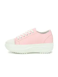 Stylish Pink Canvas Chunky Sneakers For Women-thumb2