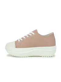 Stylish Peach Canvas Chunky Sneakers For Women-thumb2