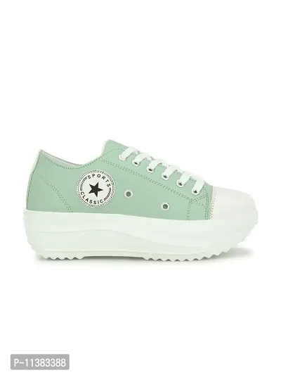 Stylish Green Canvas Chunky Sneakers For Women-thumb2