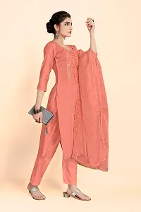 Elegant Pink Art Silk  Dress Material with Dupatta For Women-thumb1