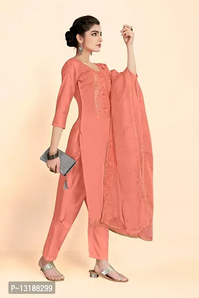 Elegant Pink Art Silk  Dress Material with Dupatta For Women-thumb2