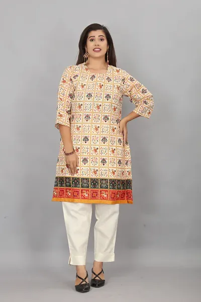 Stylish A-Line Printed Cotton Kurti