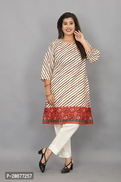 Stylish A-Line Printed Cotton Kurti For Women-thumb3