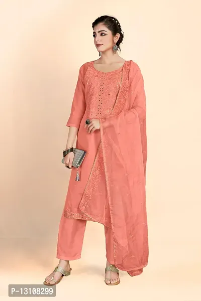 Elegant Pink Art Silk  Dress Material with Dupatta For Women-thumb0