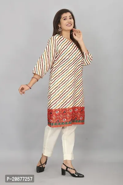 Stylish A-Line Printed Cotton Kurti For Women-thumb2