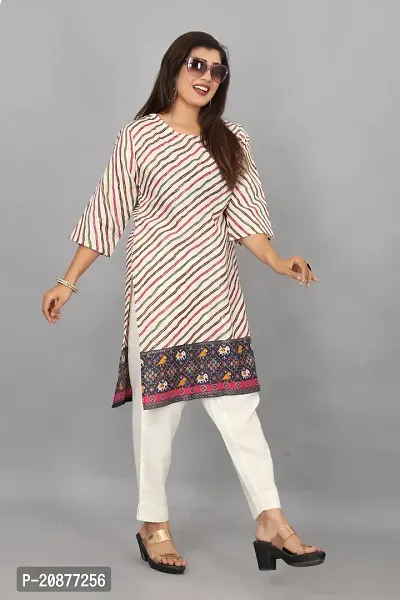 Stylish A-Line Printed Cotton Kurti For Women-thumb3