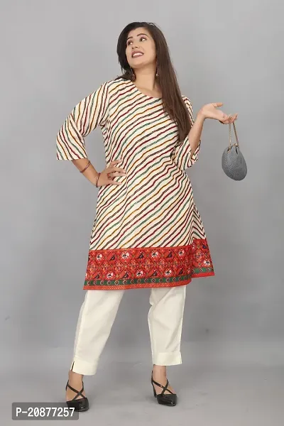 Stylish A-Line Printed Cotton Kurti For Women-thumb0