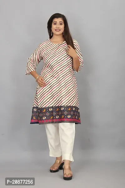 Stylish A-Line Printed Cotton Kurti For Women-thumb0