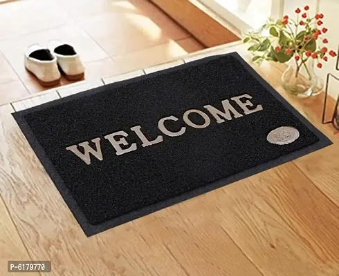 Solid PVC Anti Slip Welcome Printed Solid and Heavy Door Mat for Bath Room and Home Entrance (Multi, 38x58 cm)-thumb0