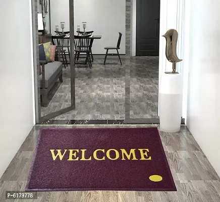 Solid PVC Anti Slip Welcome Printed Solid and Heavy Door Mat for Bath Room and Home Entrance (Multi, 38x58 cm)-thumb0