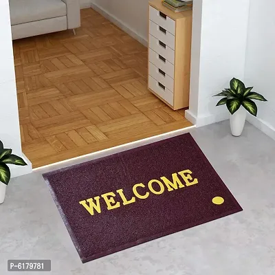 Solid PVC Anti Slip Welcome Printed Solid and Heavy Door Mat for Bath Room and Home Entrance (Multi, 38x58 cm)