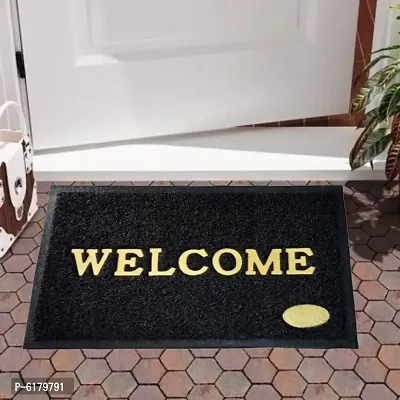 Solid PVC Anti Slip Welcome Printed Solid and Heavy Door Mat for Bath Room and Home Entrance (Multi, 38x58 cm)