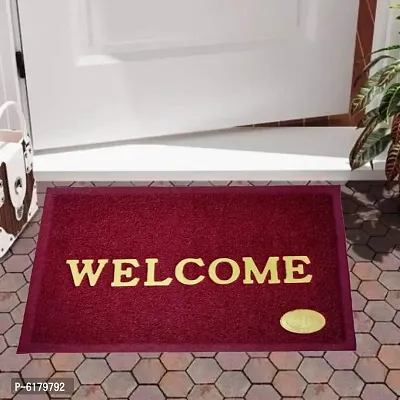 Solid PVC Anti Slip Welcome Printed Solid and Heavy Door Mat for Bath Room and Home Entrance (Multi, 38x58 cm)