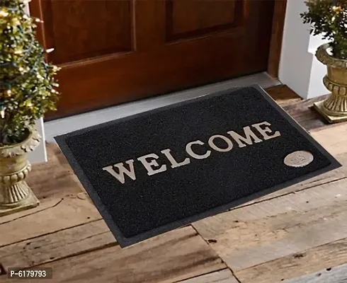 Solid PVC Anti Slip Welcome Printed Solid and Heavy Door Mat for Bath Room and Home Entrance (Multi, 38x58 cm)