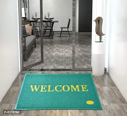 Solid PVC Anti Slip Welcome Printed Solid and Heavy Door Mat for Bath Room and Home Entrance (Multi, 38x58 cm)