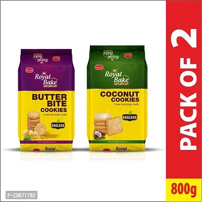 Classic Royal Bake Eggless Butter Bite And Coconut Cookies Bakery Biscuit 800 G, Pack Of 2-thumb2