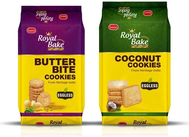 Classic Royal Bake Eggless Butter Bite And Coconut Cookies Bakery Biscuit 800 G, Pack Of 2