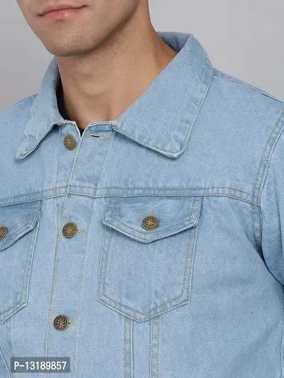FUNDAY FASHION Women's Full Sleeve Self Design Collar Men Jacket (Large, Light Blue)-thumb4