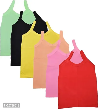 NEW TRINATH HOSIERY Soft Pure Cotton Casual Regular Fit Sleeveless Camisole Vest for Girls (Pack of 6)