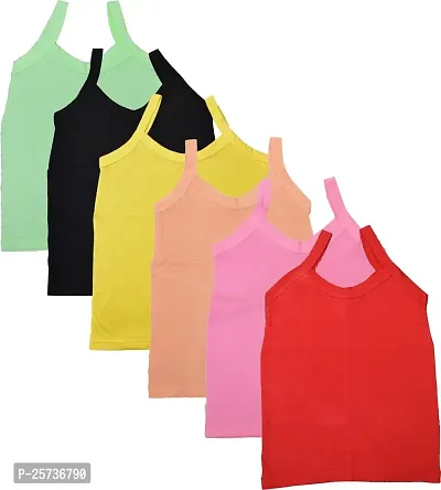 NEW TRINATH HOSIERY Soft Pure Cotton Casual Regular Fit Sleeveless Camisole Vest for Girls (Multicolour, 15-16 Years) (Pack of 6)