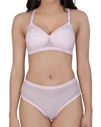 Stylish Medium Padded Seamless Cups Lace Bra Panty Set for Women-thumb2