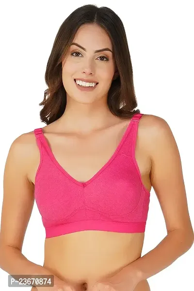 Fancy Pink Cotton Blend Bra For Women