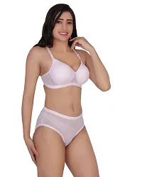 Stylish Medium Padded Seamless Cups Lace Bra Panty Set for Women-thumb1