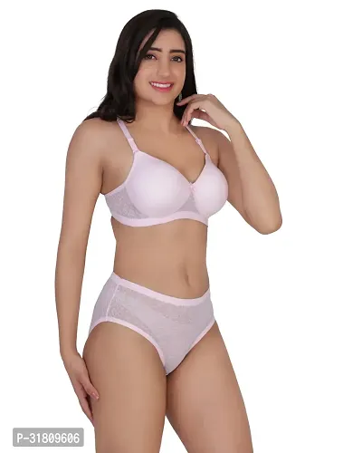 Stylish Medium Padded Seamless Cups Lace Bra Panty Set for Women-thumb2